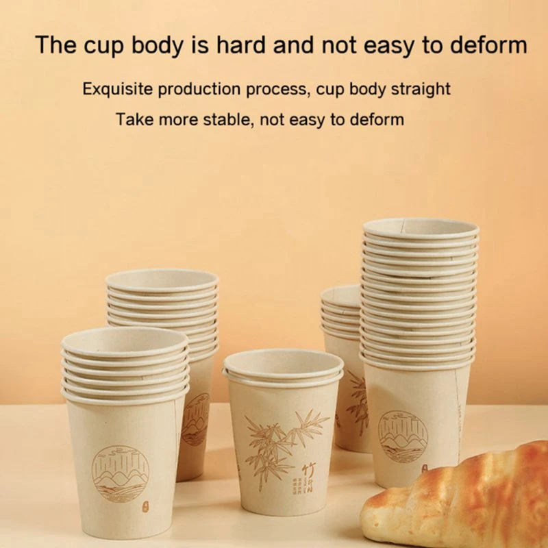 100pcs/Pack 250ml Disposable Paper Cups Coffee Tea Milk Cup Party Supplies Drinking Accessories