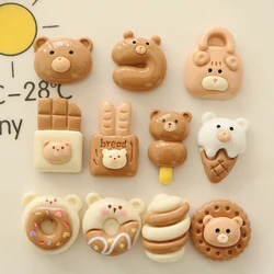 10Pcs New Cute Animal Bear, Cake, Chocolate Resin Cabochon Scrapbooking DIY Jewelry Hairpin Craft Decoration Accessories A82