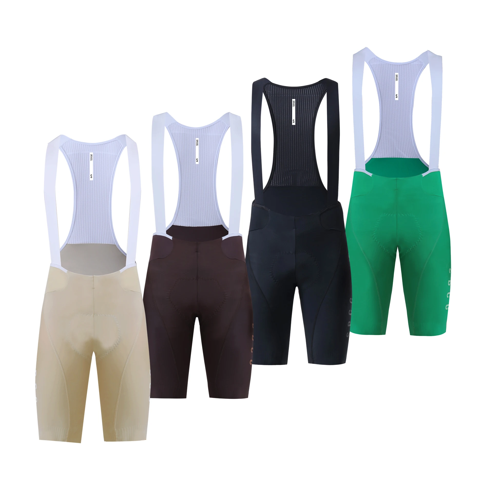 SPEXCEL 23. Nowa letnia lekka wydajność BIB SHORTS Road MTB Cycling Bib 3D High Density Pad Free Cut Leg Cuff Green Brown