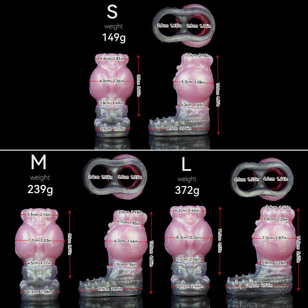 YOCY 3 أحجام سيليكون القضيب كم مع كبير الكلب عقدة دسار غطاء سيليكون الجنس لعب للرجال الديك توسيع تأخير القذف #2