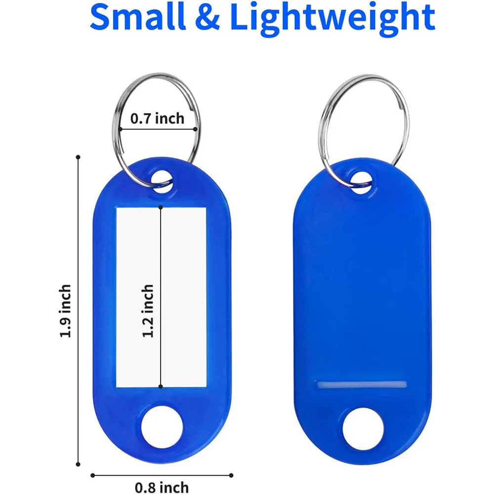 빈 종이 라벨이 있는 플라스틱 키 체인 태그, DIY용 분할 키 링, 번호가 있는 수하물 식별 태그, 10 개