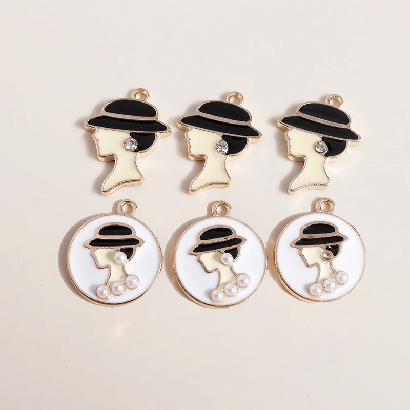 

20pcs Cute Enamel Women Portrait Charms for Jewelry Making Earrings Pendants Necklace Bracelets Accessories DIY Crafts Supplies