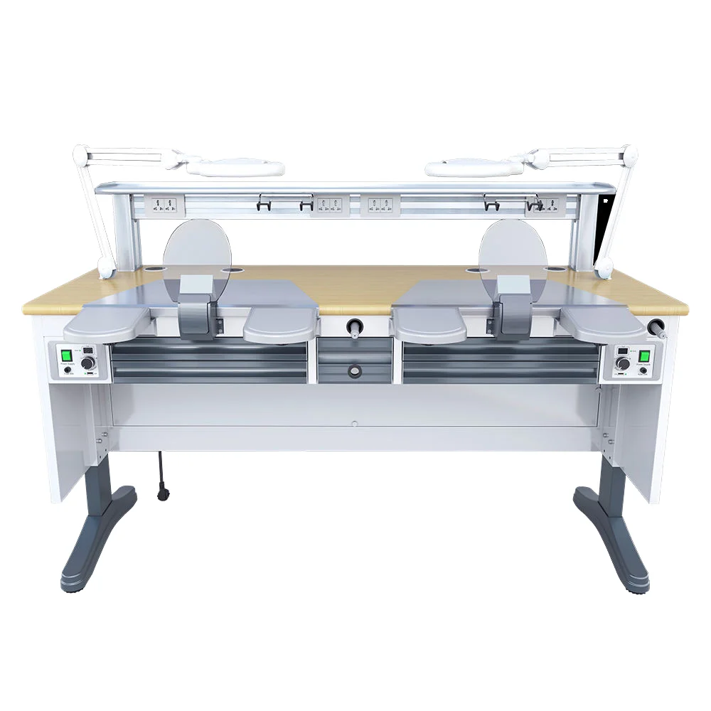 High Quality Metal Dental Laboratory Workstation with Suction System and LED Lamp Dental Technician Bench for Clinic Use