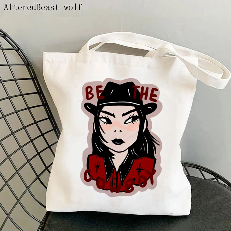 Women Shopper bag Mitski Be the Cowboy Retro Kawaii Bag Harajuku Shopping Canvas Shopper Bag girl handbag Tote Shoulder Lady Bag