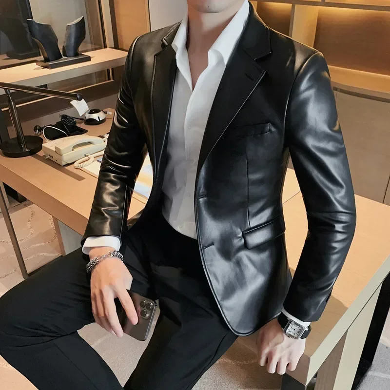 high quality Casual Leather Jackets/Male Slim Fit Fashion Casual Leather Jackets/Man Coats Brand Clothing Men's Autumn Jackets