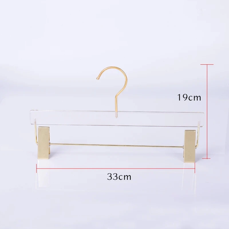 High-quality 5/10pcs Acrylic Hanger Transparent Pants Hanger Closet Organizer Clothes Trouser Rack with Clip Wardrobe Storage