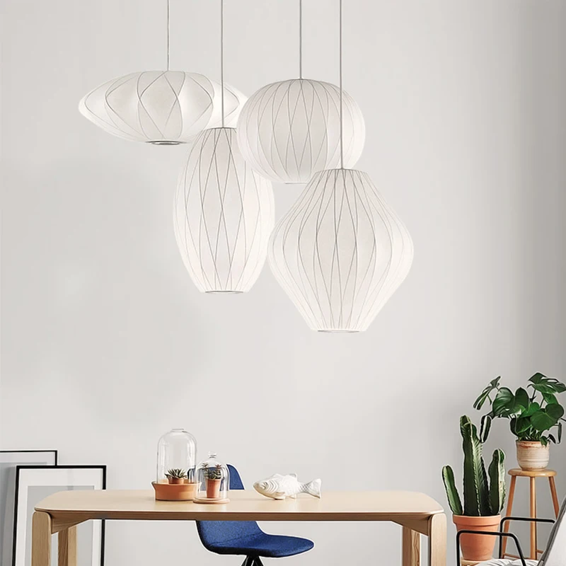 Nordic tkanina latarnia żyrandole sufitowe tkanina wisiorek światło do salonu sypialnia lampa wisząca Home Decor oprawy połyskowe