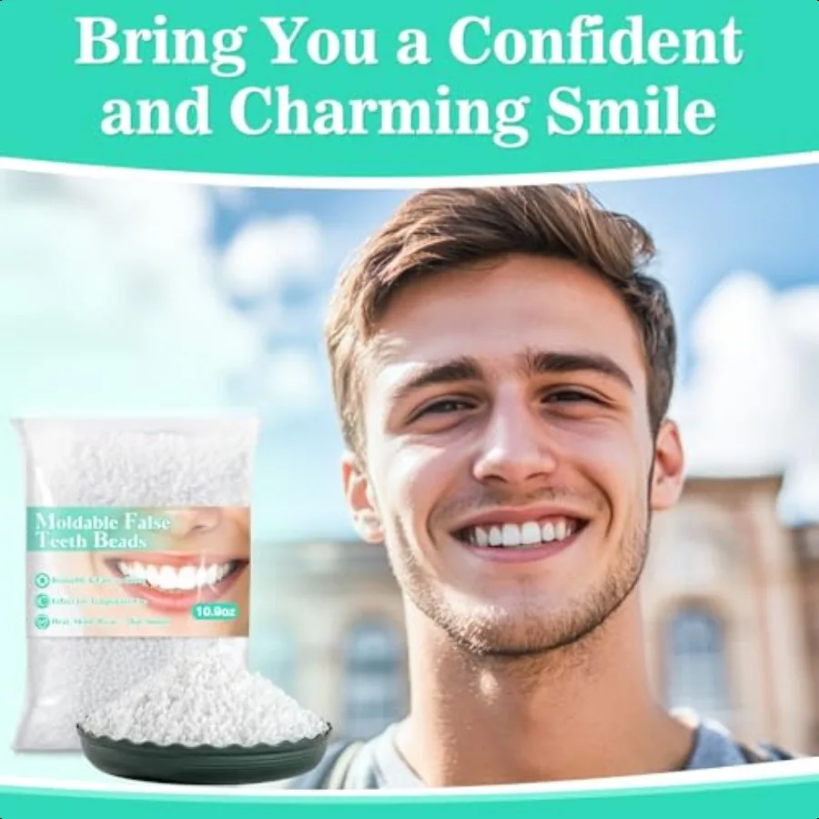10,9 Unzen thermoplastische Prothesen-Kleberperlen, Zahnreparaturset, Reparatur von Prothesen, passend für thermoplastische Perlen zur Zahnfixierung, teilweise Prothese