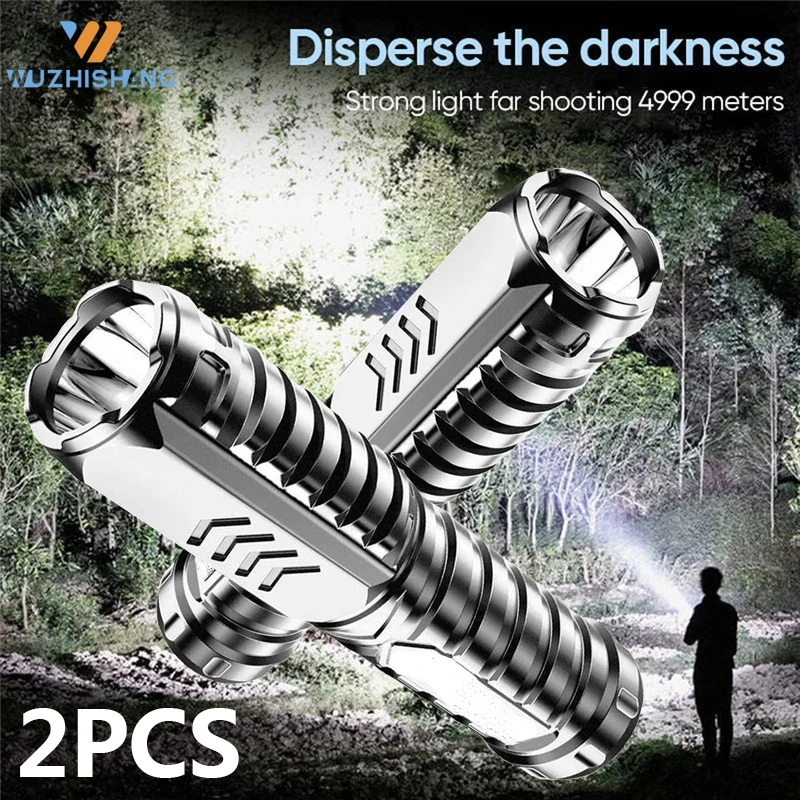 1/2PC Special Forces Strong Light Flashlight Powerful LED USB Charging Flashlight Outdoor Portable Household Commonly Used Light