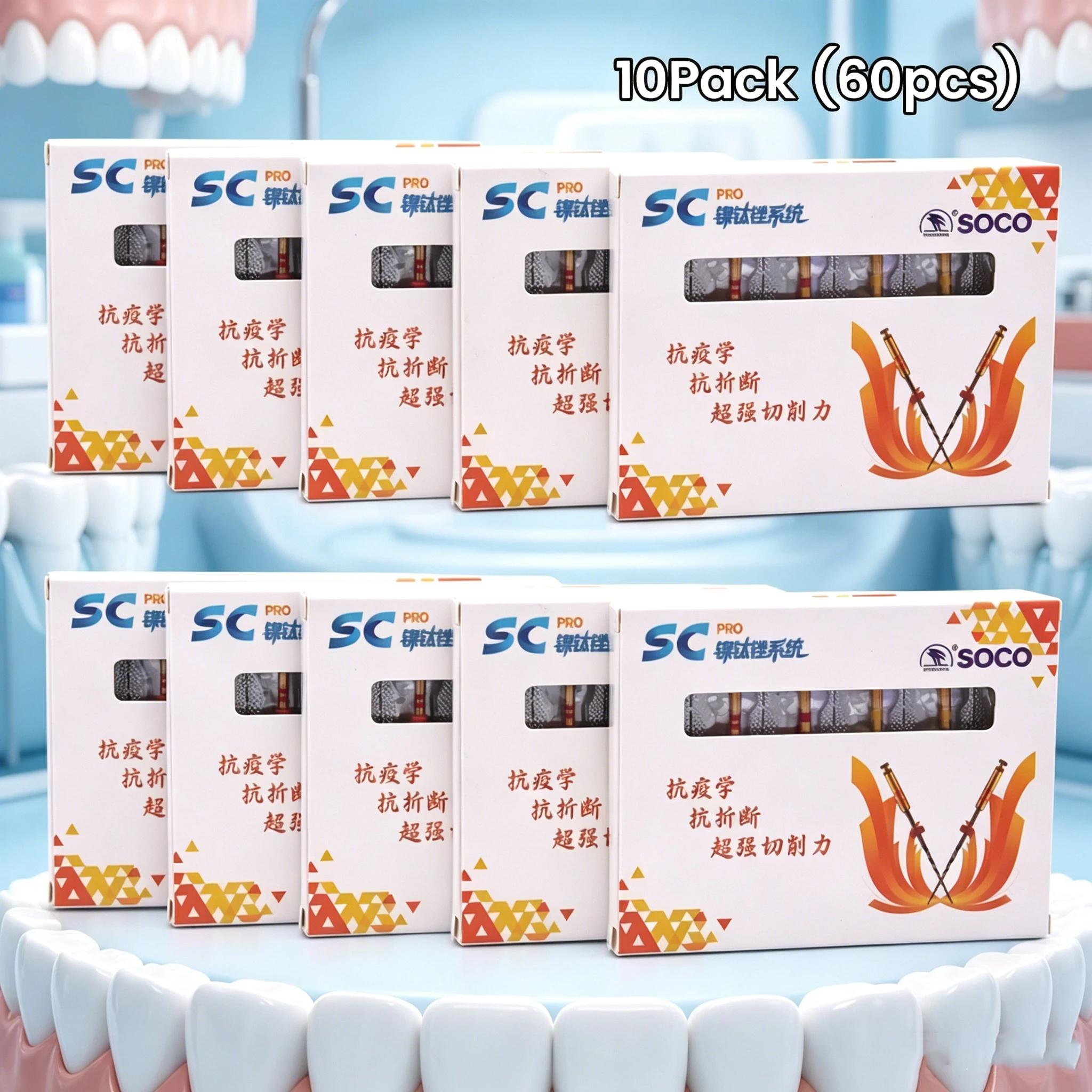 10Pack (60pcs) Dental Root Canal File SOCO SC Heat-Activated E-FLEX Gold Dental Ni-Ti  Root Canal COXOI Files Rotary Files
