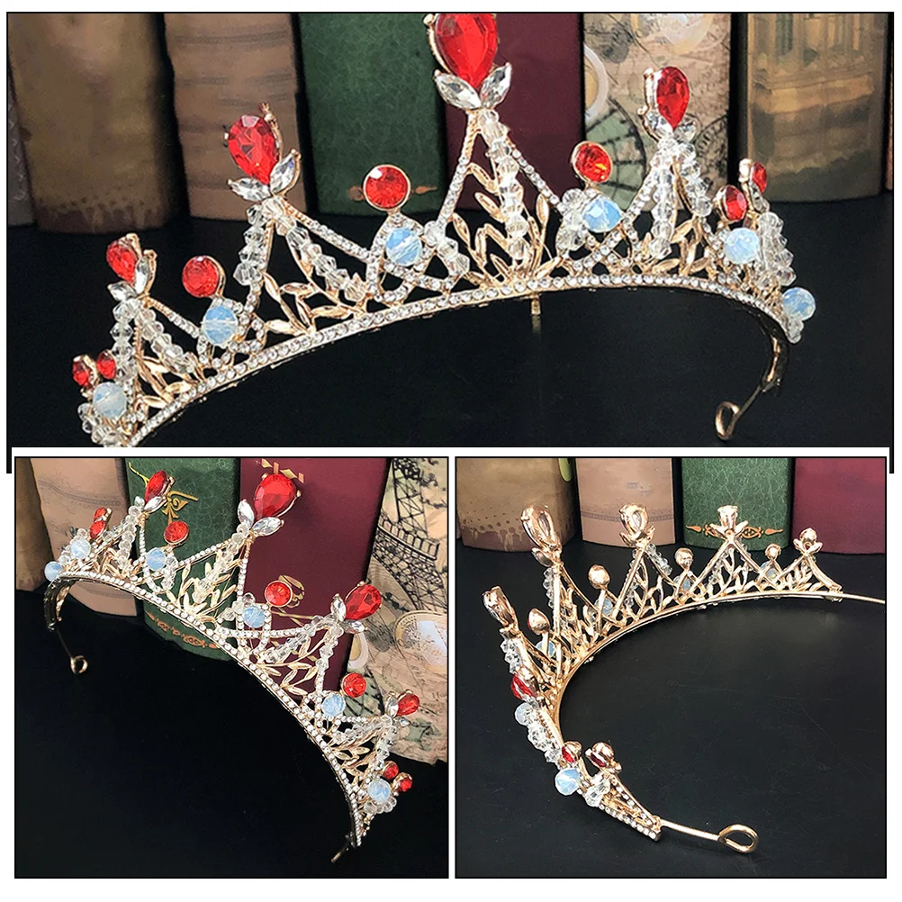 

1Set Rhinestone Crown Headband Little Girl Birthday Crown Necklace Ear Clip Earrings Girls Jewelry Set Elegant Party Wedding