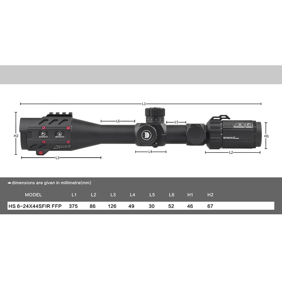 Discovery HS 6-24X44 SFIR-FFP Shockproof Hunting Scopes First Focal Plane Rifle Tactical Sight Mount Glass Etched Reticle