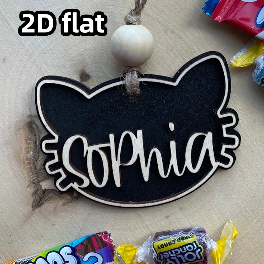 Halloween Boo Bag Tag | Black Cat | Wood | Personalized | Name Tags | Gift tags | Custom | Wooden Name | Boy | Girl | Fall