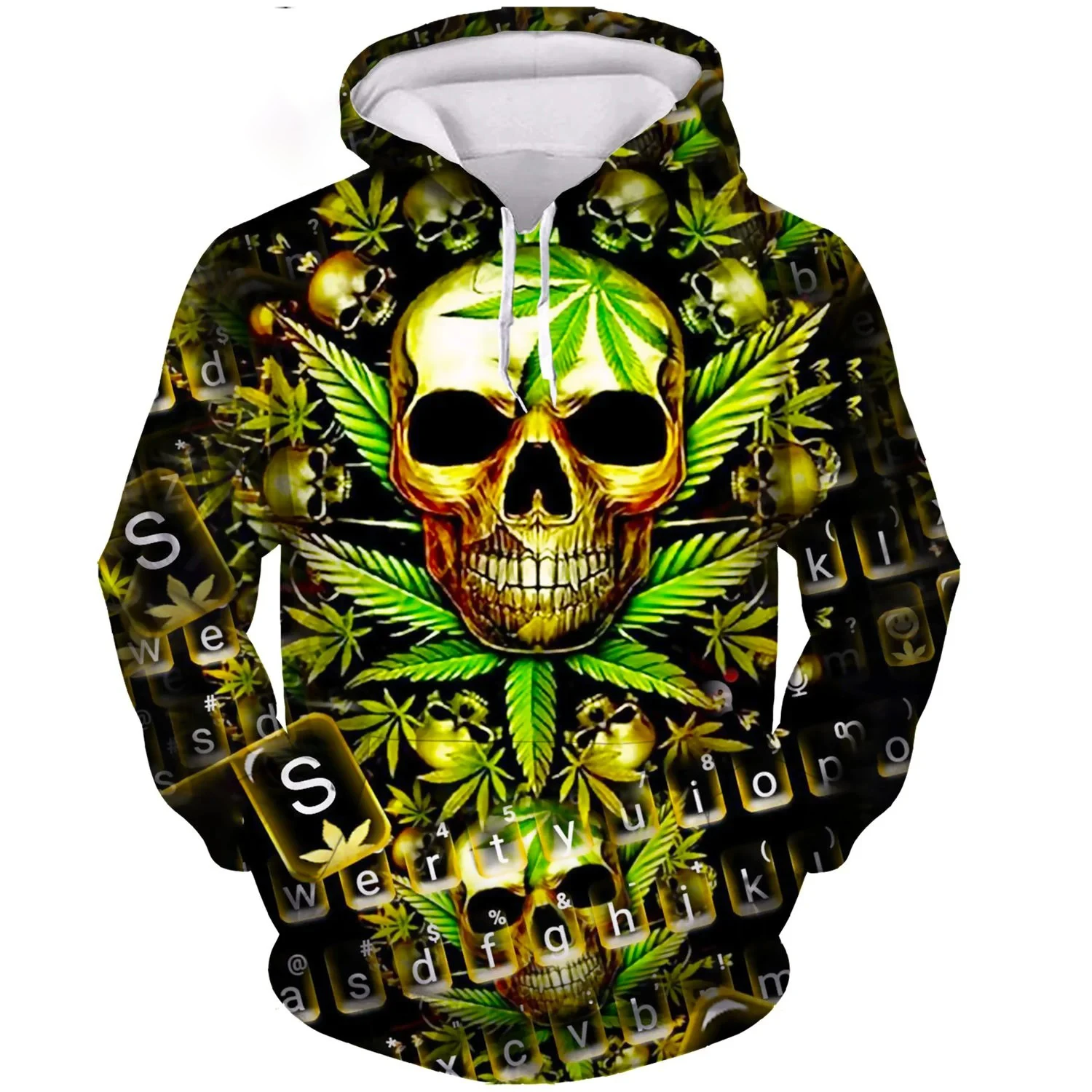 Tobacco Weeds 3d Hoodie Men/Women Printing Autumn Sweatshirts Green Leaves Funny Pullover Skull Smoking Printed Harajuku Clothes