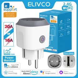 eWelink WiFi Smart Plug 16A/20A EU Smart Socket With Power Monitor Timing Support Alexa Google Home Yandex Alice SmartThings