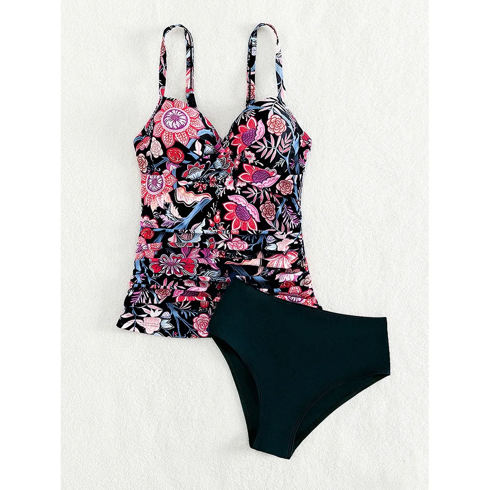 

Push Up Tankini Sets 2025 Floral Print High Waist Swimsuit Women Swimwear Female Bathers Bathing Swim Suit Vintage Beach Wear
