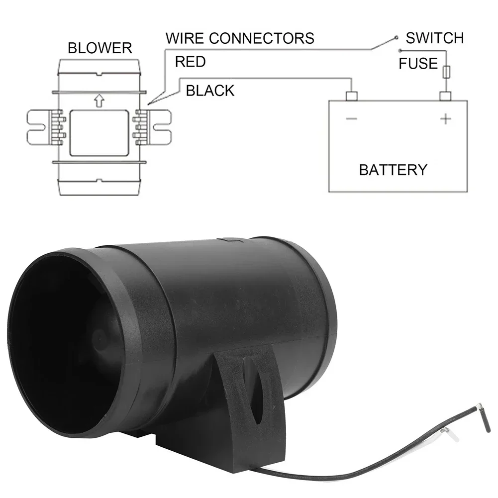 Exhaust Fan 12V Engine Room DC Fan RV Yacht Kitchen Fan Marine Exhaust Fan Air Ventilator Pipe Duct Fan 12V 3inch Air Extractor