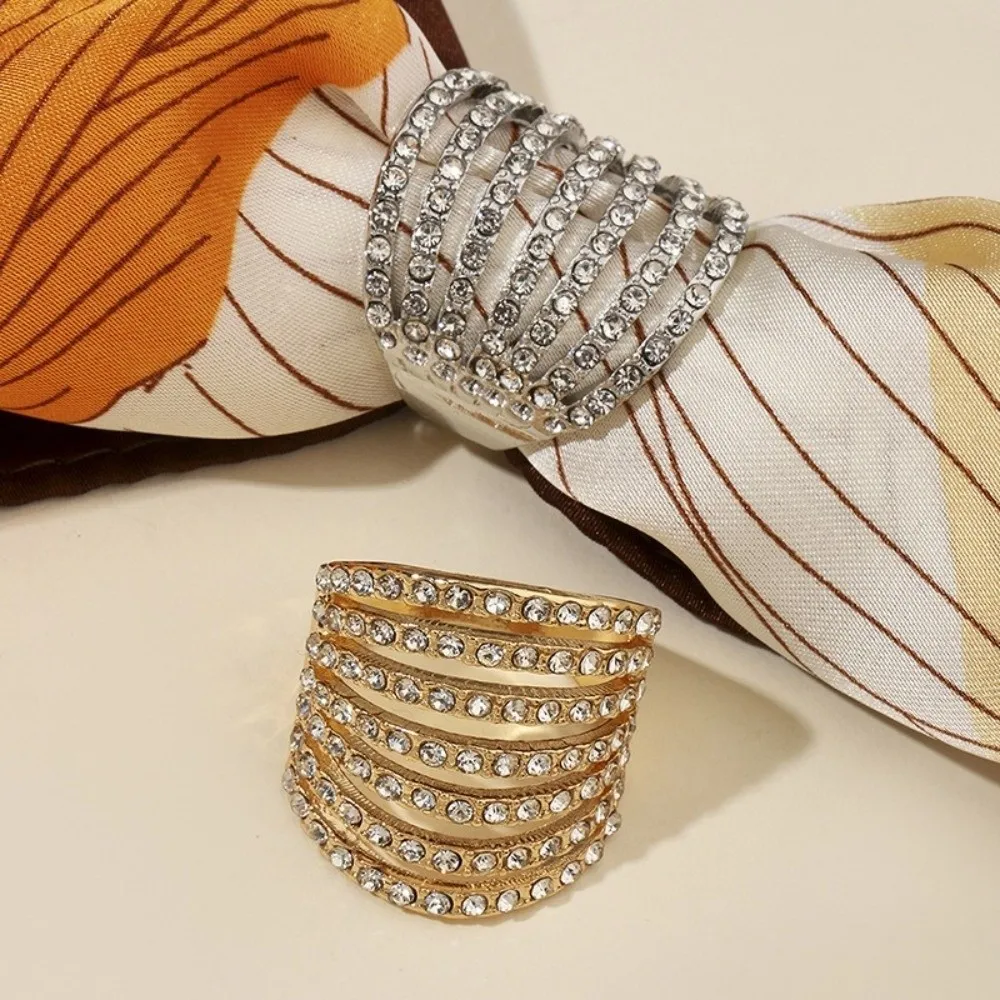 Women Full Rhinestone Scarf Fastening Buckle Exquisite Multi-purpose Scarf Buckle Clip No Slip Niche Clothing Corner Clamp Party