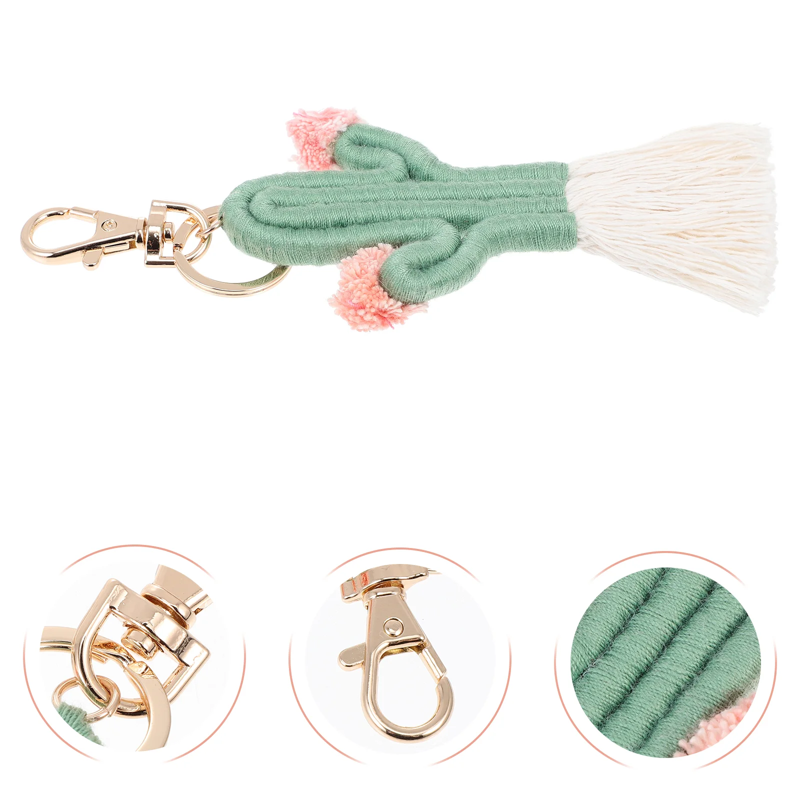 

Cactus Pendant Backpacks' Woven Cartoon Handwoven Keyring Ornament Bag Cotton Rope Keychain Father