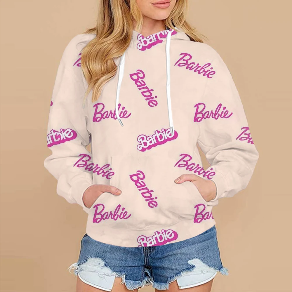 Barbie Hoodie Autumn and Winter Style Ins Loose Jacket Anime Kawaii Sweatshirt for Women Clothing Birthday Gifts