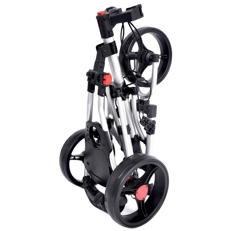 

Manufacturer Latest Al Frame Quick Fold Height Adjustable 3 Wheels Push Golf Trolley