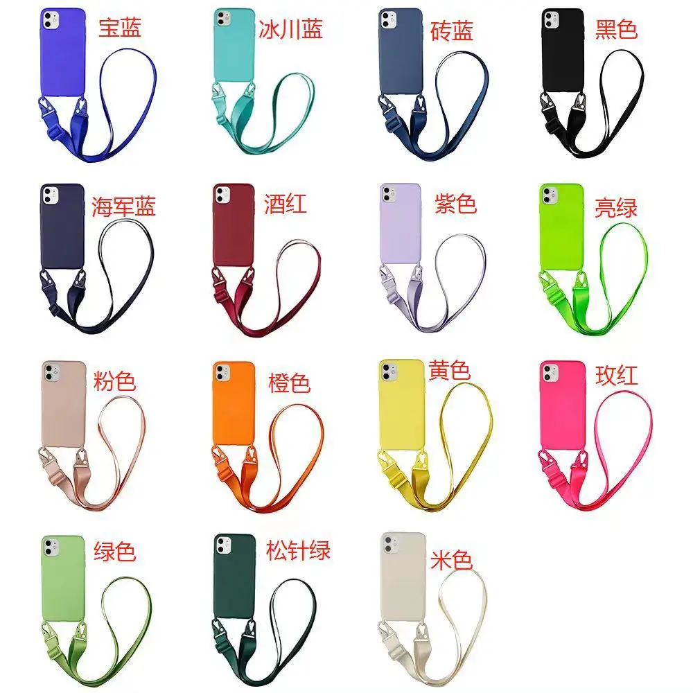 20pcs Silicone Lanyard Case For iPhone14 12 13 11 Pro Max7 8Plus X XR XS Max Ultra Cover With Neck Strap Crossbody Necklace Cord