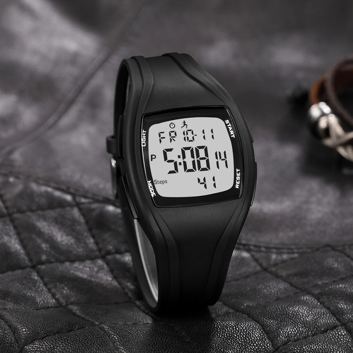 READ Mens Square Digital Sports Watch | Resin Strap | Pedometer | LED Light | Alarm Calendar Stopwatch | 30M Water Resistant