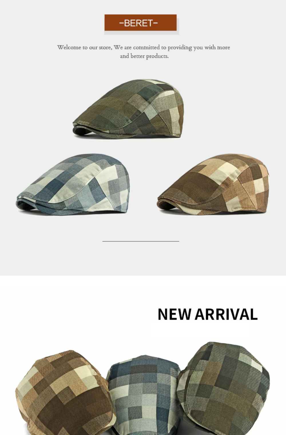 HT5062 Baskenmützen 2026 Frühling Herbst Kappen für Herren Damen Künstler Maler Baskenmütze Herren Damen Ivy Flat Cap Verstellbare Karierte Baskenmütze – Detail 1