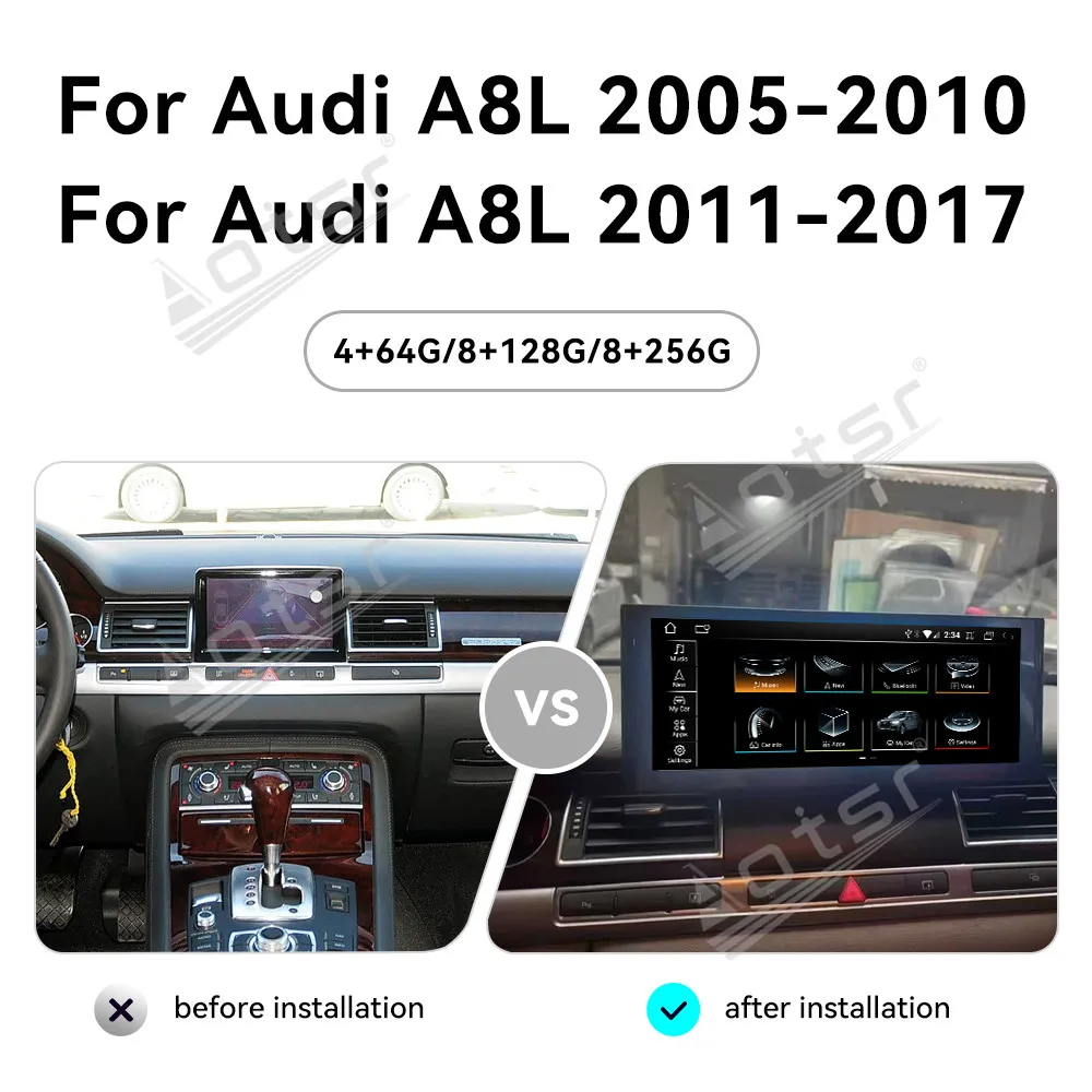 For Audi A8L 2005~2017 12 Inch Android Car Radio With BT 5.0 Wifi Carplay Multimedia GPS Navi Audio Stereo HD Screen Head Unit
