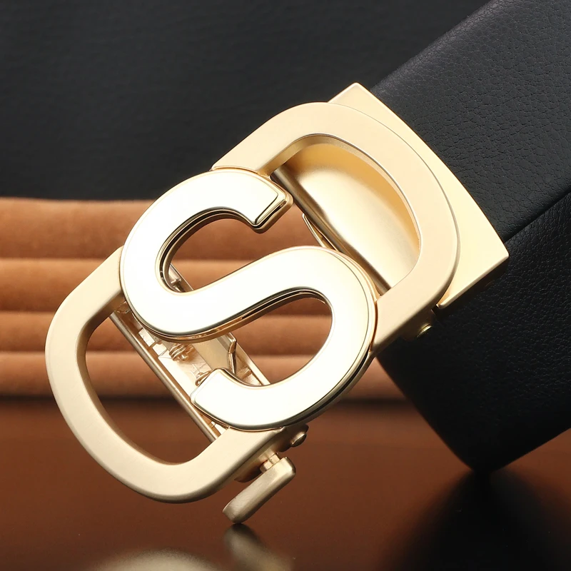 

High Quality S luxury belts for men 3.5 cm with automatic buckle letter grain leather belt for ceremonies