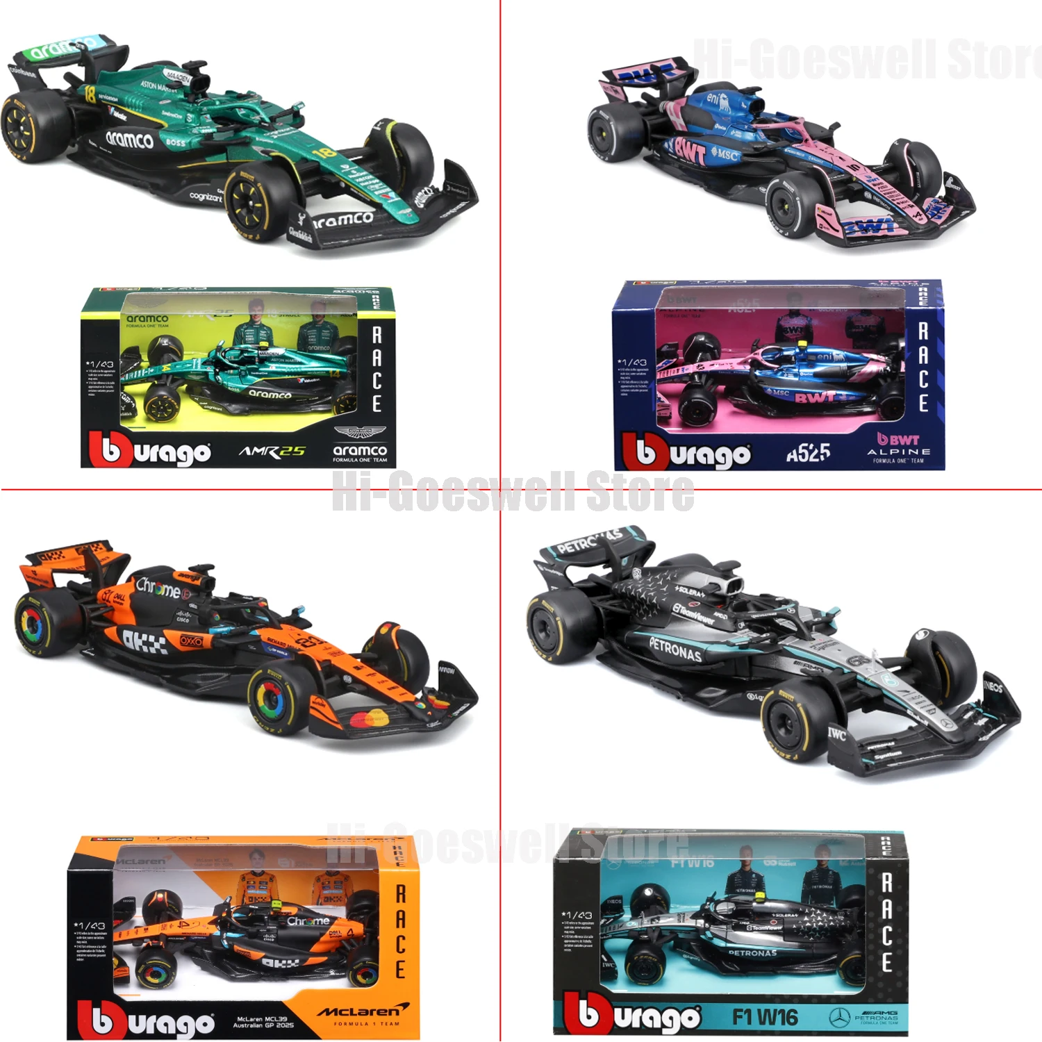 bwt-アルパイン-a525-2025-ブラガ-1-43-f1-マクラーレン-mcl39-4-81合金高級車ダイキャストカーモデルおもちゃシリーズ-メルセデスw16-12-63