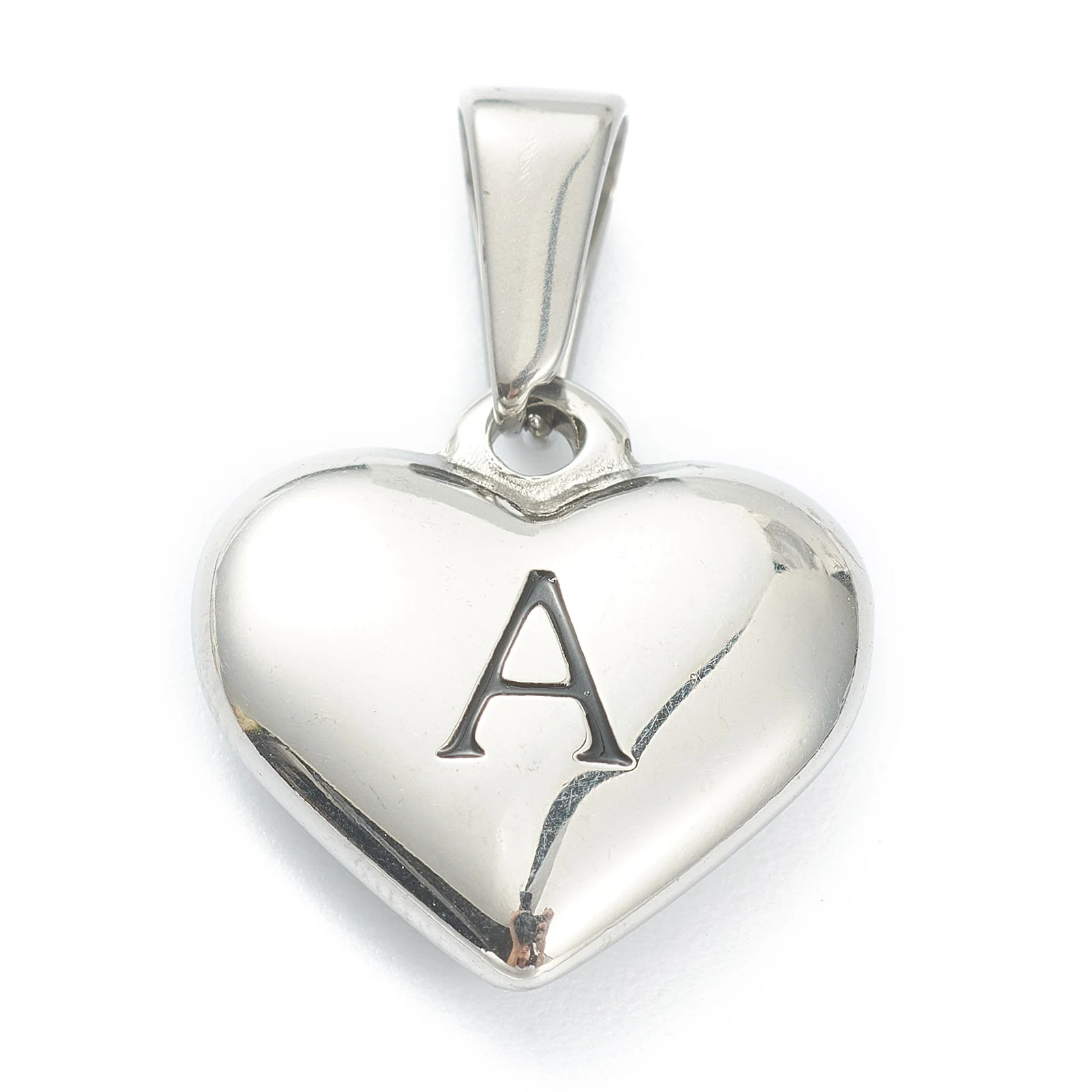 Initial A-Z Alphabet Letter Stainless Steel Heart Pendant  Charm For Necklace DIY Craft Jewelry Making Accessories