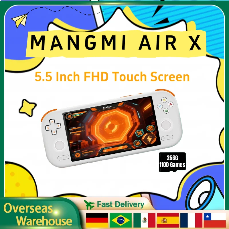 

MANGMI AIR X Retro Handheld Gaming Console 5.5-inch Screen With 5000mAh Battery Snapdragon 662 RGB Hall Joystick Game Gift