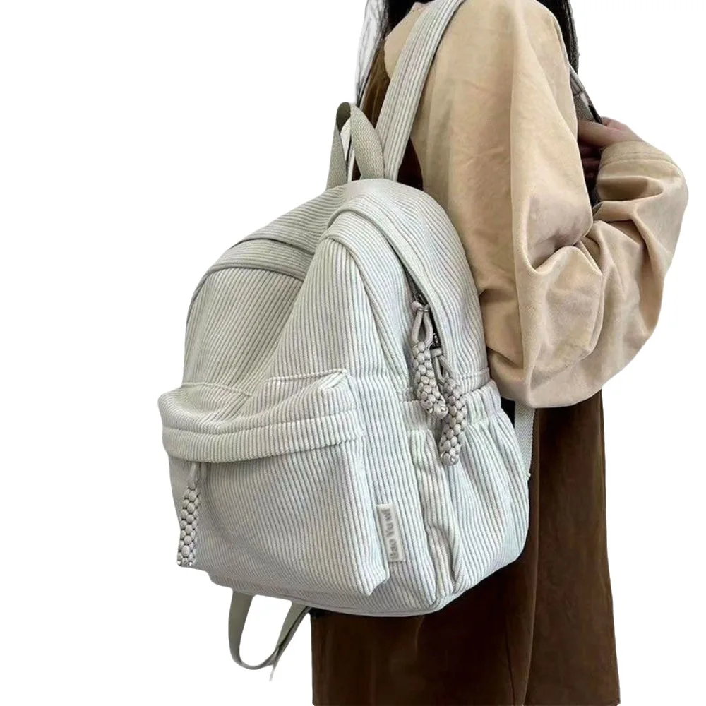 

Teenager Solid Color Corduroy Backpack Handbag Commuting Small School Bags Casual Simple Student Book Bags Traveling