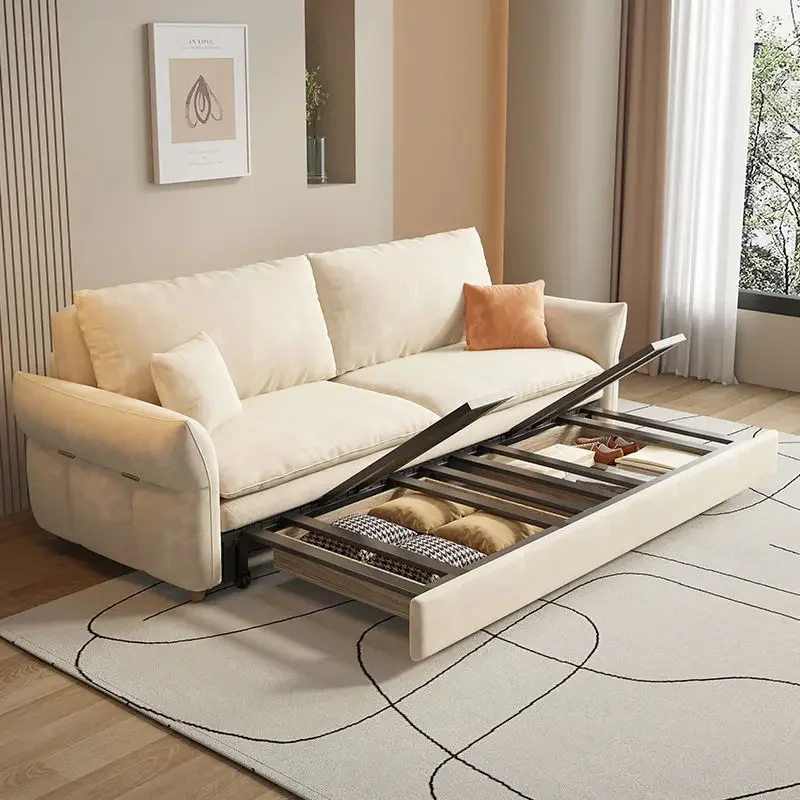 Sofa bed cream wind foldable dual-purpose small apartment retractable living room balcony