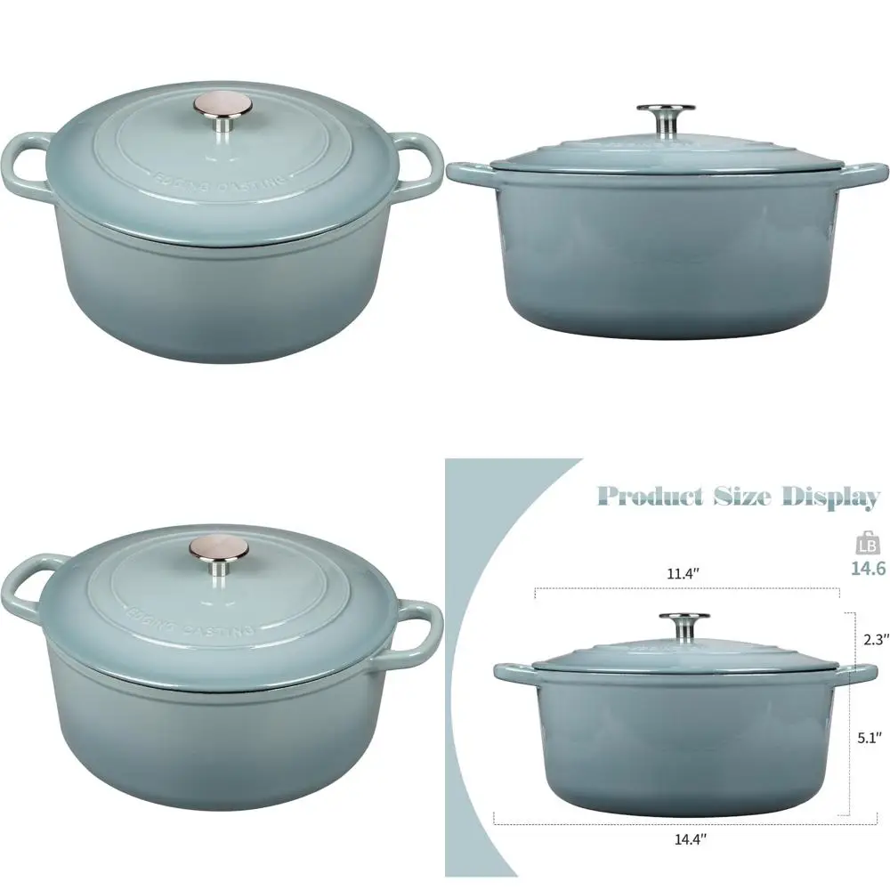 

7-литровая чугунная голландская духовка с двойными ручками для выпечки и приготовления хлеба, с эмалированным покрытием, отделка морским сольтом, большая вместимость K