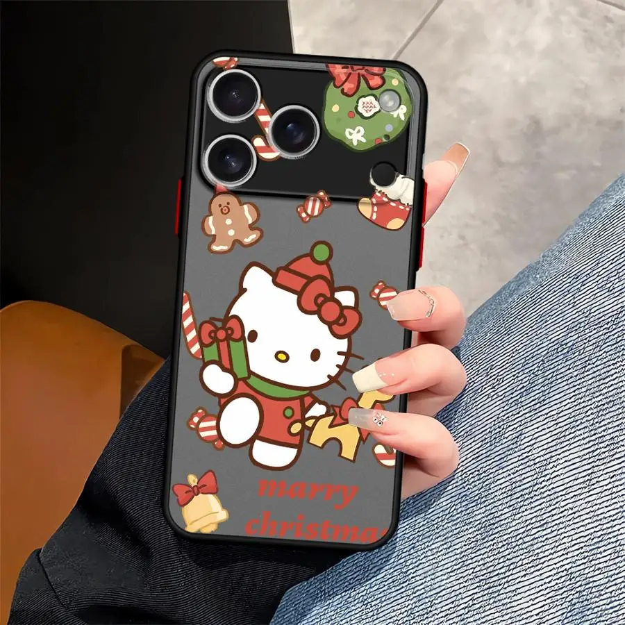 حافظة لهاتف آيفون 17 16 برو ماكس 16e 13 Mini 15 Plus XS 14 12 11 17 غطاء هاتف خلفي هوائي سانريو عيد الميلاد