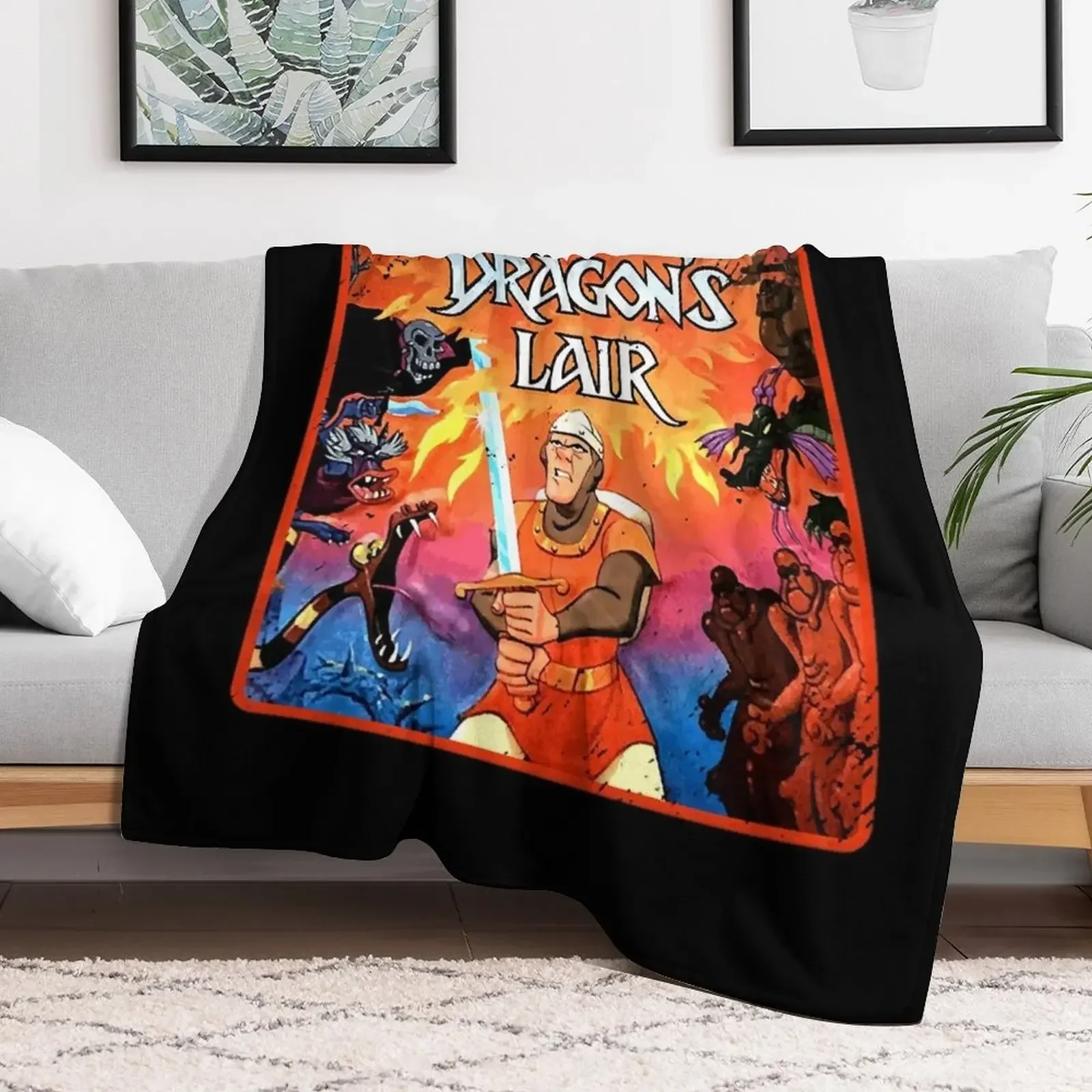 Vintage Dragon's Lair Throw Blanket For Sofa Thin Winter beds Soft Beds Plush Blankets