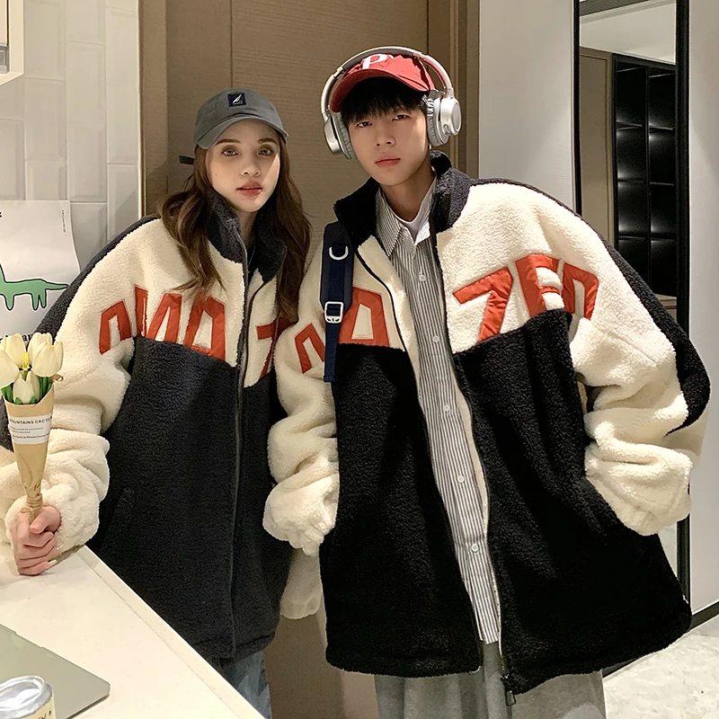 

Couple Oversize Cotton Jaet Winter Thiened Fce Lamb Velvet Chinese Trendy Streetwear American High Street Outerwear