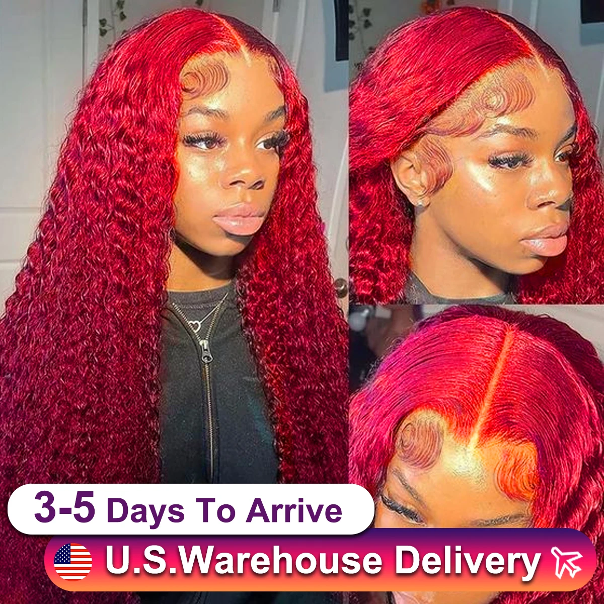 210% 30 36 cali Czerwony kolor Deep Wave 13x4 Lace Front Human Hair Wig 13x6 HD Lace Frontal Wigs Curly Brazilian Remy Hair For Women