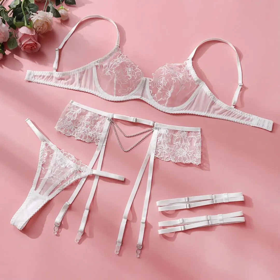 

Women Sexy Lace Exotic Set See Through Thin Lingerie Bra Set Ladies Perspective Underwear Party Club Micro Bikini Thong Set chic