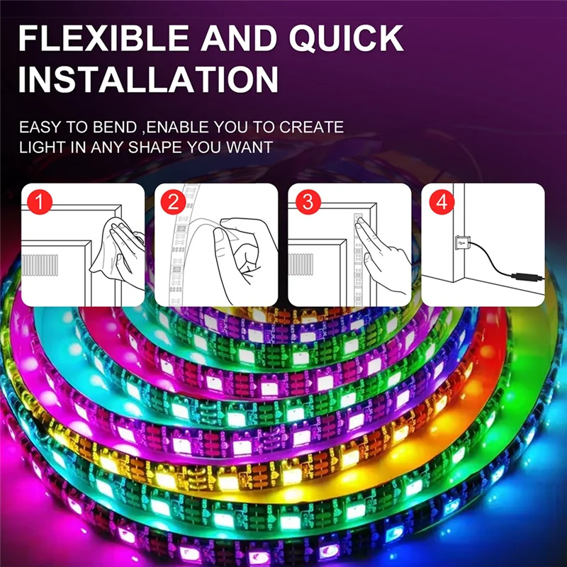

A23P 5M Rgb Light Strips Bluetooth App Control Light Strip Flexible Light For Home Christmas Holiday