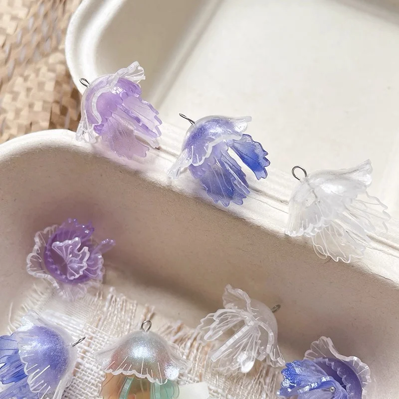Min order 20pcs/lot color print cartoon jellyfish shape acrylic handmade beads charms diy jewelry garment key chain accessory