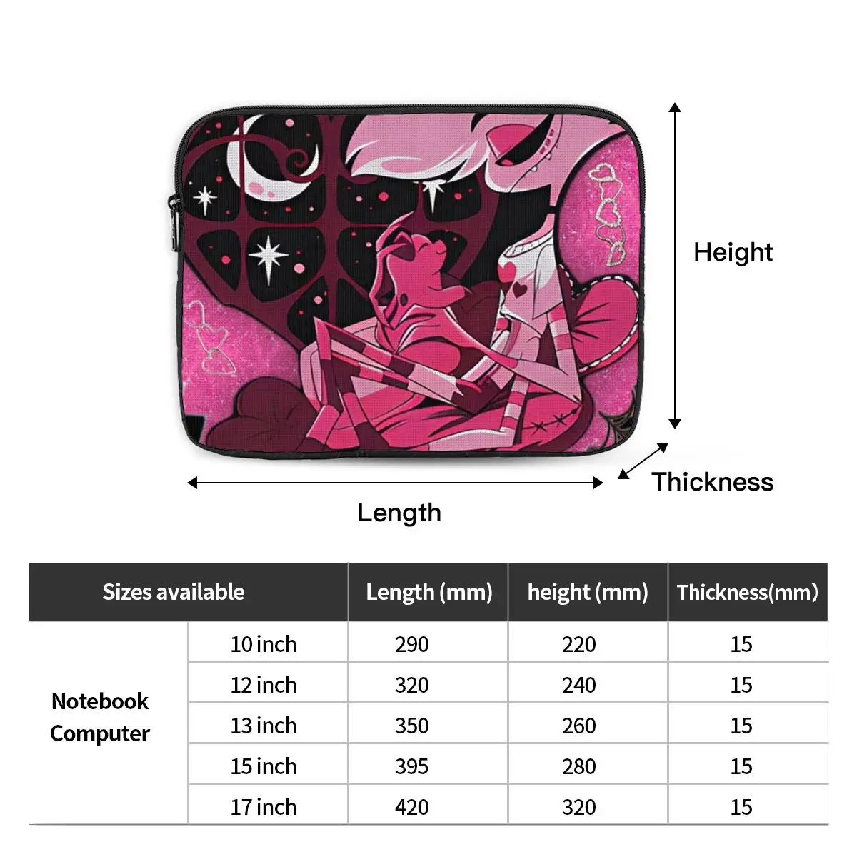 Angel Dust Hazbins Notebook Laptop Bag Case Pouch 10 12 13 15 17 Inch Notebook Sleeve Cover Bag Tablet Shockproof Case Bag
