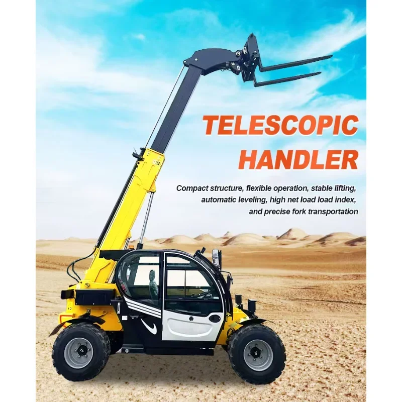 Maximum Lift Height 7000mm Telescopic Handler Manoeuvrability Two-stage Low-profile Telescopic Boom Free Pallet Forks