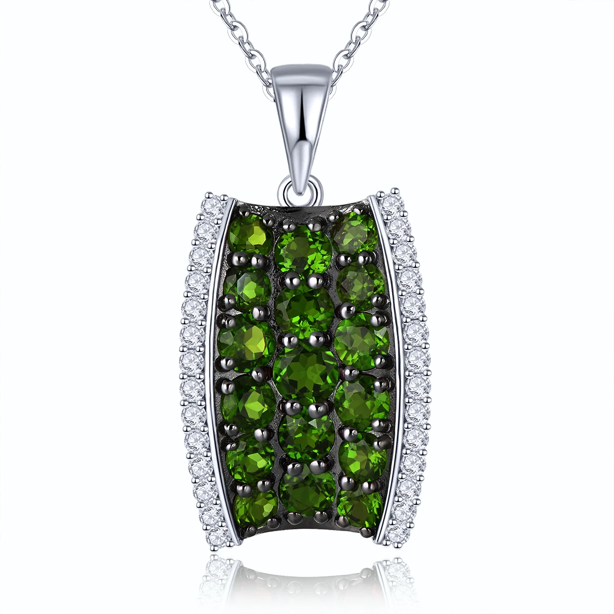 

Natural Green Diopside Sterling Silver Pendant 3 Carats Original Design Fine Jewelry Women Classic Style Anniversary Gifts