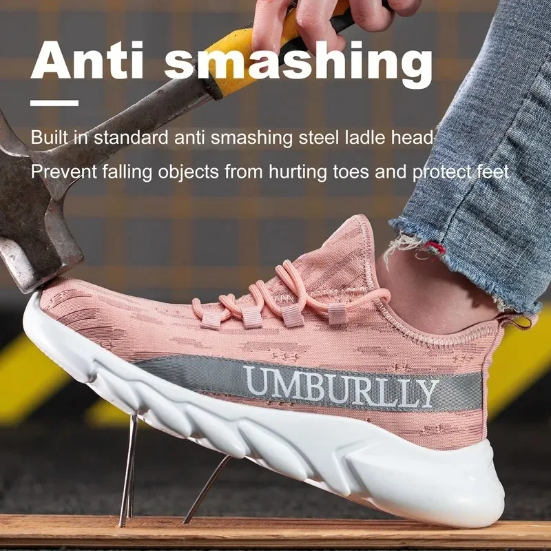 Women's Labor Protection Shoes Anti-Smashing Anti-Piercing Lightweight Breathable Durable Comfortable Work Shoes
