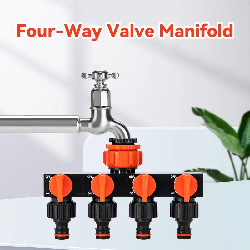 Garden Hose Pipe Splitter 4-Way Faucet Diverter Tap Hose Connector Splitter Four Independent Switches For Home Lawn Irrigation