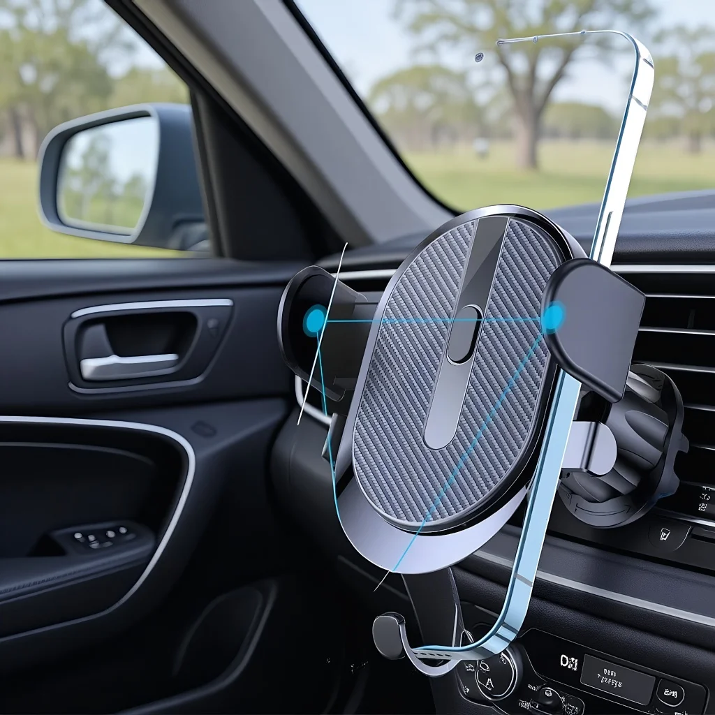 

Mobile Phone Holder for Car Air Outlet Gravity Sensor Triangle Gravity Matte Simplicity Solid Metal Material