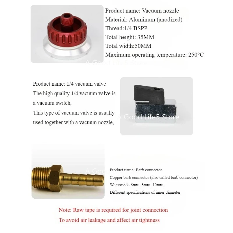 

Apply To Vacuum Nozzle+Valve+Barb Connector TBC2 Bag Pressing Process High Performance Hot Sale Carbon Fiber